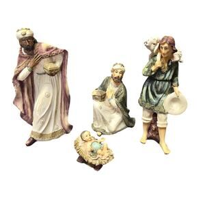 Holy Family Ceramic Nativity Scene Figurines Baby Jesus Wise Men & Sheppard Boy